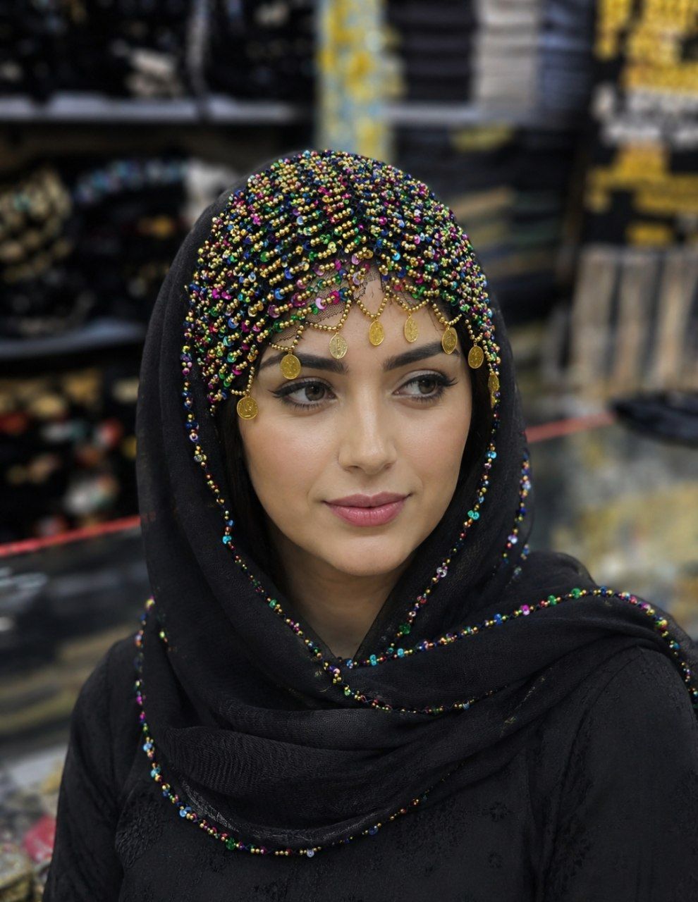 رروسری کردی.سه گوش.پولک دوزی